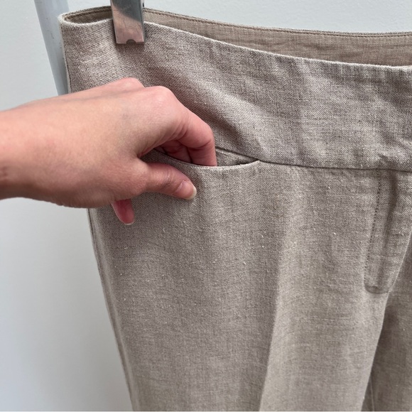 Eileen Fisher 100% linen trouser pant M straight leg beige natural - Picture 4 of 12